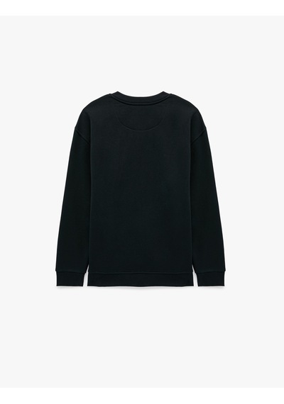 Koton Uzun Kollu Üç İplik Şardonlu Düğmeli Henley Yaka Sweatshirt Lacivert 7wam70199mk