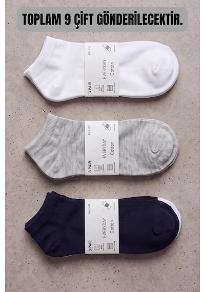 Velocto 9 Çift Özel Yıkanmış Parfümlü Pamuklu Bilek Boy Unisex Çorap Seti Karışık