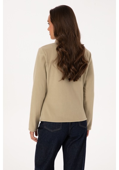 U.S. Polo Assn. Kadın Açık Haki Fermuarlı Dik Yaka Polar Sweatshirt 50316729-VR183