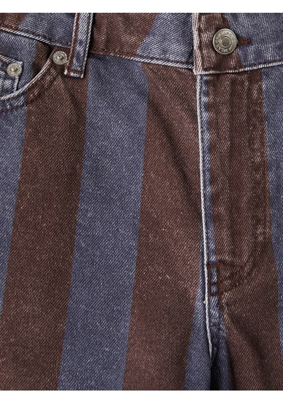 Lcw Jeans Lacivert Yüksek Bel Çizgili Kadın Jean Şort