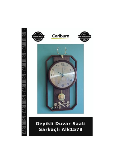 Özel Üretim Dekoratif Salon Ahşap Hediyelik Modern Geyikli Duvar Saati Sarkaçlı Alk1578