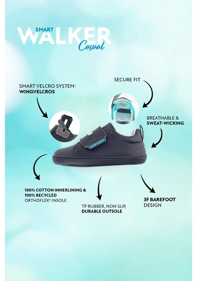 Smart Walker Casual Mat Lacivert Barefoot Çocuk Ayakkabı Süper Mat Lacivert
