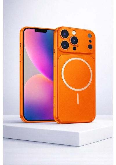 Apple Uyumlu iPhone 17 Pro Max Görünümlü Magsafeli Kamera Lensli Kılıf Turuncu