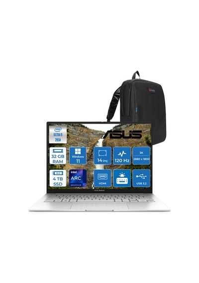 Asus ZenBook 14 UX3405CA-PP486WP04 Ultra 9 285H 32 GB 4 TB SSD 14" W11P Dizüstü Bilgisayar + Çanta