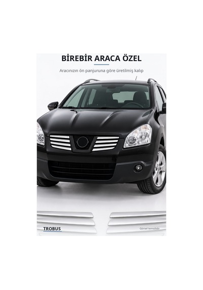 Nissan Qashqai 2007-2010 Uyumlu Krom Ön Panjur Çıtası 8 Parça Paslanmaz Çelik