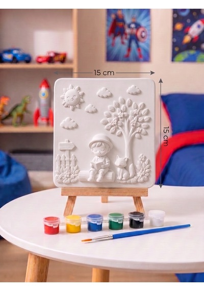 15x15 Ormanda Çocuk Ve Hayvanlar Taş Boyama Seti Çocuk Ve Yetişkin Hobi Kiti