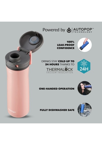 Contigo Jackson Autopop Soğuk Su Termosu 590 Ml Pembe Sku: Smg8690010209979 Açık