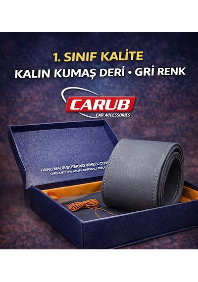 Carub Direksiyon Kılıfı Delüx İğneli Sarmalı Gri Koyu Gri