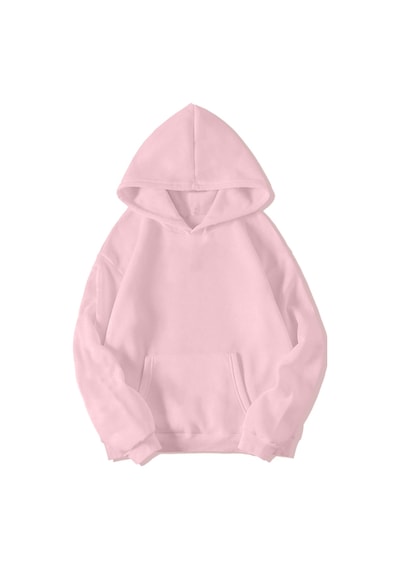Brz Collection Açık Pembe Unisex Oversize Basic Hoodie Açık Pembe