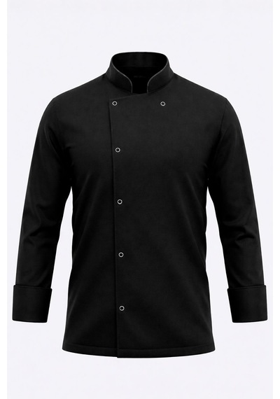 Unisex Siyah Şef Ceketi Uzun Kollu