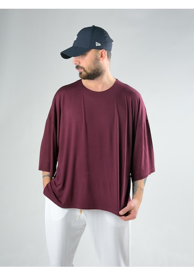Cocopelli Fakir Kol Bordo Oversize Viscon T-shirt Coc3025