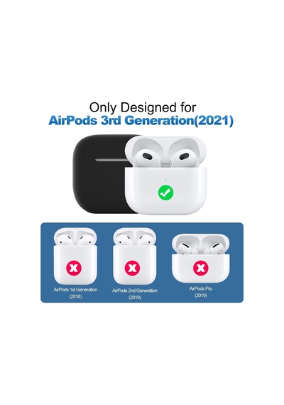Lexroo Airpods 3. Nesil İle Uyumlu İnce Ve Hafif Silikon Kılıf - Siyah A2564 A2565 A2566