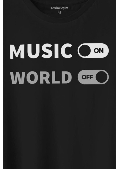 Music On World Off Müzik Dünya Baskılı Tişört Unisex T-shirt 001