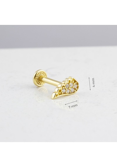 Glorria Altın Melek Kanadı Tragus Piercing Sarı