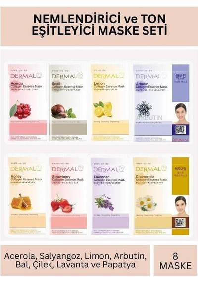 Dermal Nemlendirici Ve Ton Eşitleyici Kolajen Maske Seti 23gr X 8adet