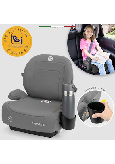 Elele Grandefix I-size Yükseltici Oto Koltuğu İsofix 125-150 Cm 15-36 Kg Gri