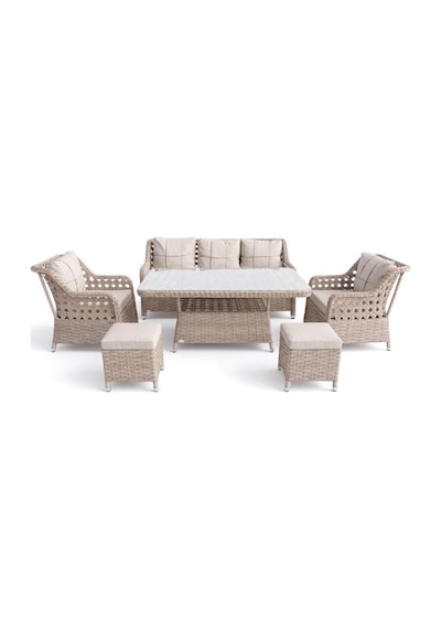 Niron Grand 3'lü Rattan Alüminyum Bahçe Oturma Grubu - Cappucino Temperli Cam Set 3+1+1+puf Diğer Niron Grand 3'lü Rattan Alüminyum Bahçe Oturma Grubu - Cappucino Temperli Cam Set 3+1+1+puf Diğer