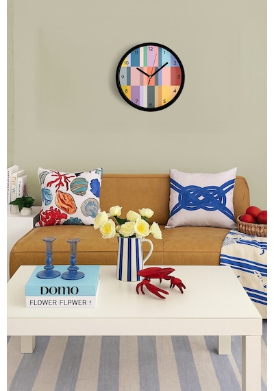 Modern Tasarım Duvar Saati - 25cm - Önü Camlı Siyah Kasa - Sessiz Mekanizma-jh0482 Siyah