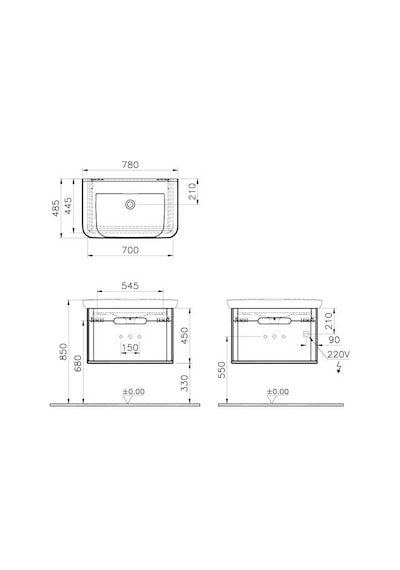 VitrA Sento Lavabo Dolabı 80 Cm Tek Çekmeceli Mat Antrasit 60819 Antrasit VitrA Sento Lavabo Dolabı 80 Cm Tek Çekmeceli Mat Antrasit 60819 Antrasit