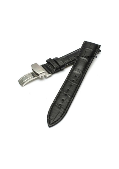 Bizon Deri Saat Kayışı 24Mm Spor Siyah Klipsli Saat Kordonu 305758459