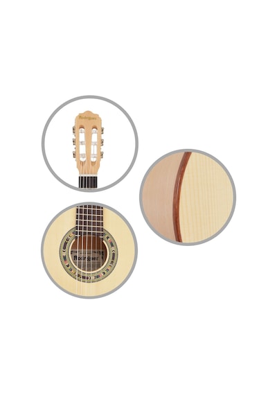 Rodriguez Rc512mn Klasik Gitar - 1/2 Çocuk - Gül Seri Gül Ağacı Rosewood Klavye Ve Köprü, Ladin Kapak, Küçük Eller İçin Ergonomik Sap Yapısı Uyum: 1/2 Boy 7-9 Yaş