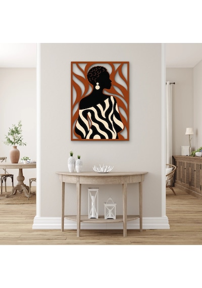 Zebra Desenli Kadın Silüeti - Metal Tablo - Dec0377 37 X 50 Cm Çok Renkli