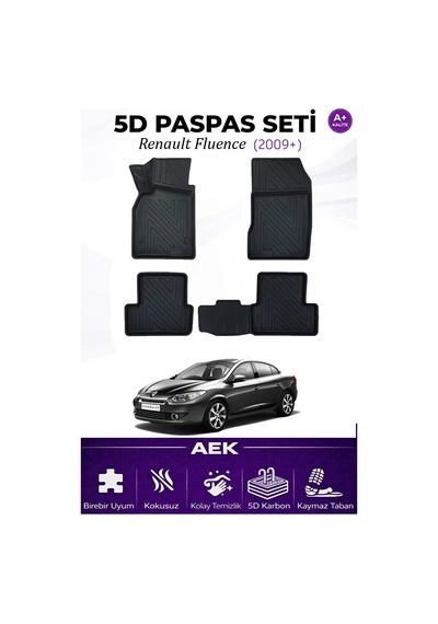 Renault Fluence 2009+ Araca Özel Havuzlu "karbon" Paspas Takımı