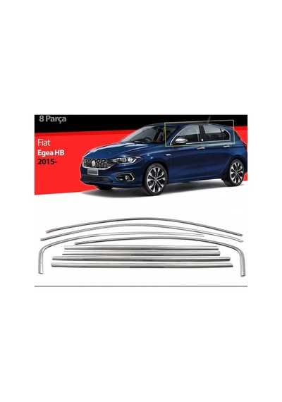 Fiat Egea Hb 2015-2022 Krom Cam Çerçevesi 8 Parça Paslanmaz Çelik
