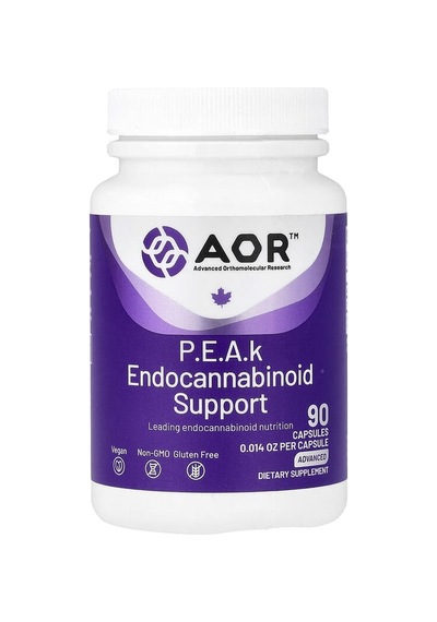 Advanced Orthomolecular Research Aor, P.e.a.k Endocannabinoid Support, Advanced, 400 Mg, 90 Capsules