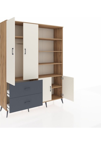 Hyperion Gardrop 7 Raflı 2 Çekmeceli Tek Askılı 176x44x221 Çam-aytaşı/antrasit Aytaşı/antrasit Hyperion Gardrop 7 Raflı 2 Çekmeceli Tek Askılı 176x44x221 Çam-aytaşı/antrasit Aytaşı/antrasit