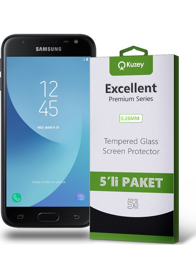 Samsung Galaxy J3 2017 ile Uyumlu Kırılmaz Temperli Ekran Koruyucu Cam Ekonomik 5'li Paket