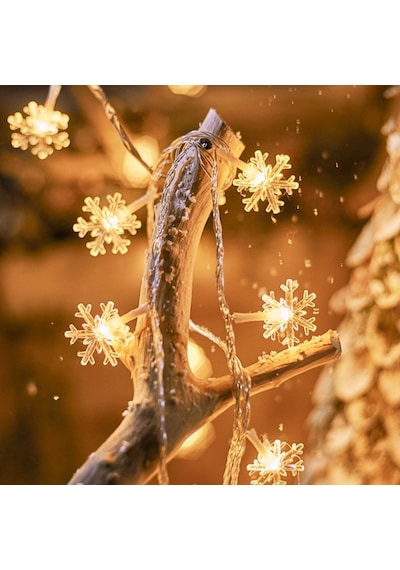 Dekor Düğün Işıkları Pilli Kar Tanesi Mandal Led Işık Snow Flake Photo Clip Gün Işığı 2 Metre Led Gün Işığı