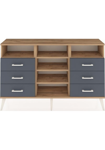 Arges Konsol 5 Raflı 6 Çekmeceli 132x30x83 Çam-çam/antrasit Çam/antrasit Arges Konsol 5 Raflı 6 Çekmeceli 132x30x83 Çam-çam/antrasit Çam/antrasit