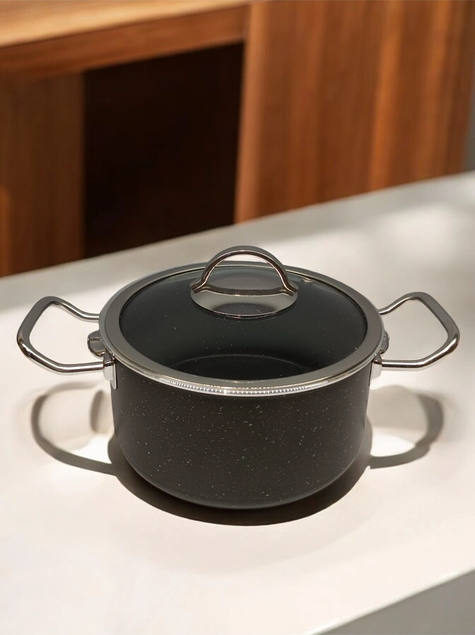Tuna House Granit Derin Tencere 18 Cm Siyah