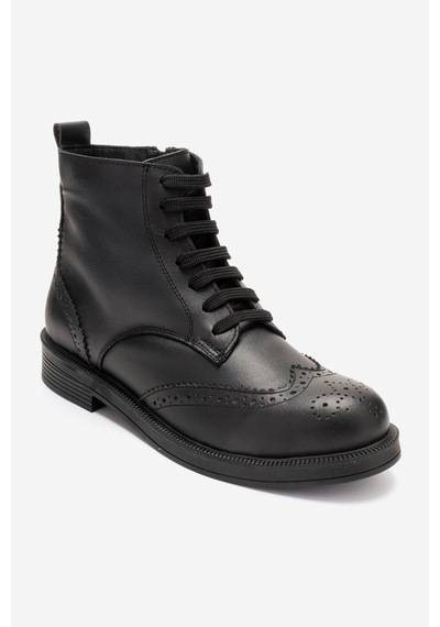 Luvishoes Nelvy Siyah Cilt Hakiki Deri Kadın Bot Siyah