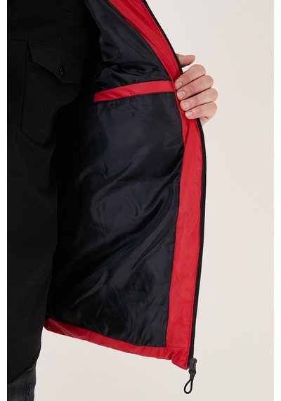 Buratti Slim Fit Suya Ve Rüzgara Dayanıklı Dik Yaka Şişme Erkek Yelek 649008 Kırmızı