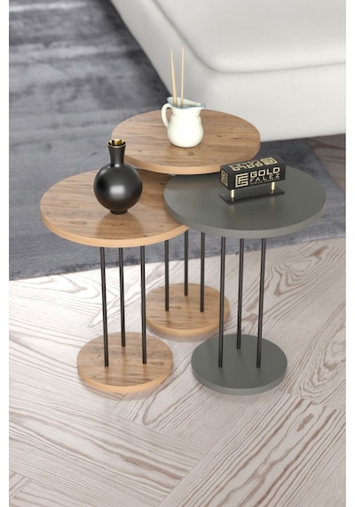 Metal Terra Zigon Ceviz Antrasit 3 Lü Diğer
