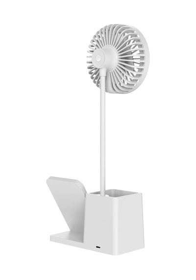 S-link Sl-m9055 Beyaz Type-c 10w Kablosuz Şarj Cihazı Fanlı Kalemlik Masa Lambası Hediyelik Usb Masa Fanı