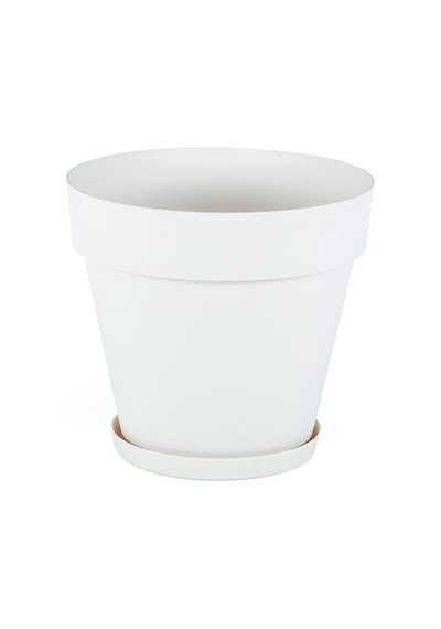 Ys03 Yalı Saksı Drenaj Aparatlı Tabaklı Dekoratif Saksı 19cm, 3 Litre Kirli Beyaz