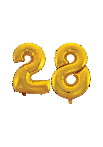 28 Yaş Sayı Folyo Balon Altın 90 Cm Turuncu