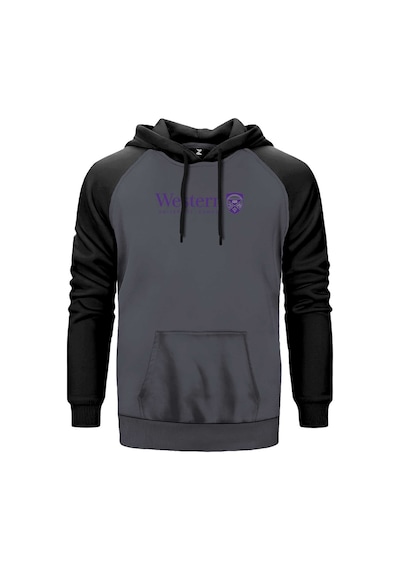 Western University Purple Logo Gri Renk Reglan Kol Sweatshirt Gri