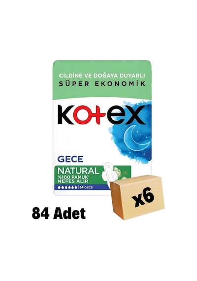 Kotex Natural Gece Hijyenik Ped 6 x 14'lü