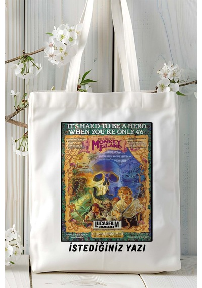 Art Hediye The Secret Of Monkey Island Oyun Baskılı Omuz Çanta Kişiye Özel Model 5 Çok Renkli