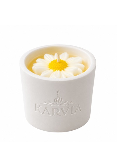 Karvia Desenli Kokulu Beton Mum- El Yapımı 001 - Beyaz