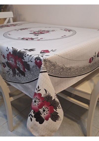 Dora Pano Elyaf Tabanlı Pvc Muşamba - Desenli Silinebilir 140 X 140 Hazır Masa Örtüsü Siyah
