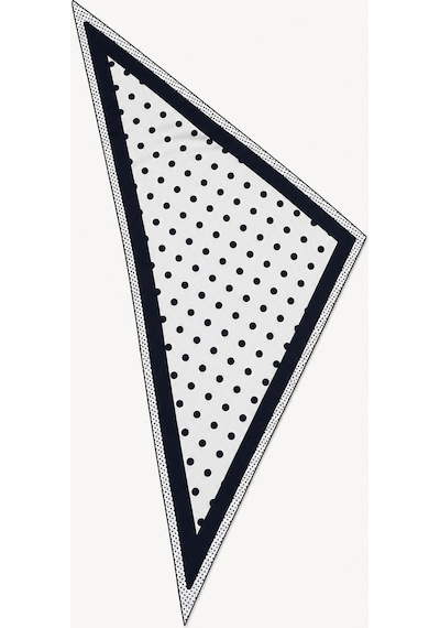 Tarzını Seç Premium Bordürlü Puantiye Üçgen Fular Siyah Beyaz 46x127cm
