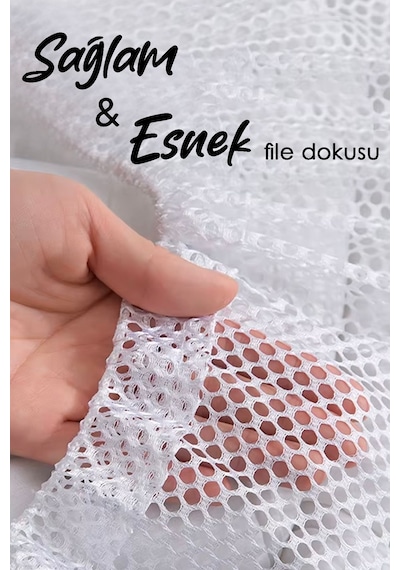 1 Adet İpli Çamaşır Yıkama Filesi - Koruyucu Çamaşır Yıkama Torbası 35x45 Cm Beyaz