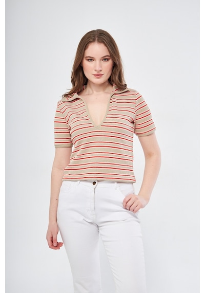 Kutaf Polo Yaka Çizgili T-shirt 001