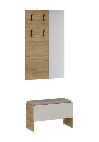 Porto 4 Askılı Aynalı Vestiyer Panosu - Florida Meşe 72x117x3 Cm