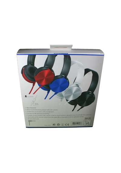 Sunix SX-51 Extra Bass Katlanabilir Mikrofonlu Kulak Üstü Kulaklık